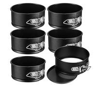 Cabilock 6Pcs Mini Cake Pans Set, 4-Inch Carbon Steel Non-Stick Small Baking Molds for Cheesecake, Cupcakes, and Pastry Rings, for Wedding, Birthday, and Holiday Baking Supplies