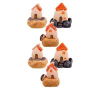 Cabilock 6pcs Miniature Resin House Figurines Fairy Garden Accessories for Outdoor Micro Landscape Decor Quaint Cottage Ornament for Mini House Decor and Bonsai Gardens