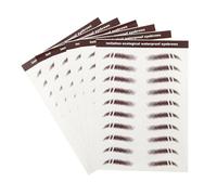 Cabilock 6pcs Natural Fake Eyebrow Stickers Hair-like Eyebrow Transfer Stickers Reusable Water-activated Semi-permanent Brow Patch for Professional Makeup