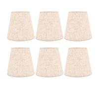 Cabilock 6pcs Natural Linen Lampshades for Chandeliers and Wall Lamps Fabric Replacement Shades for Table Lamps Elegant Barrel Design with Soft Light Diffusion