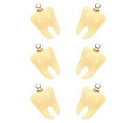 Cabilock 6Pcs Novelty Teeth DIY Charms Small Resin Pendants for Jewelry Making Creative Tooth-shaped Accessories for Necklace Bracelet Earring Keychain Craft Projects