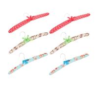Cabilock 6pcs Padded Cloth and Wood Hangers Non-slip Sweater and Coat Organizer Traceless Cabinet Clothes Hangers for Suits Dresses and Jackets
