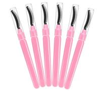 Cabilock 6pcs Pink Silicone Eyelash Mascara Wands with Convenient Cover, Portable and Gentle on Eyes, for Eye Makeup and Eyebrow Grooming