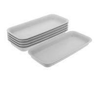 Cabilock 6PCS Rectangular Plant Pot Trays, Beige Plastic Drip Saucers for Indoor Outdoor Flower Pots, Planter Water Catcher Trays for Windowsill, Shelf and Garden