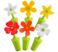 Cabilock 6Pcs Reusable Silicone Wine Bottle Stoppers Flower Design Airtight Seal Preserve Opened Bottles for Home Bar Party Use