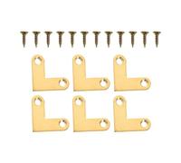Cabilock 6Pcs Right Angle Brass Corner Code, L Shape Brackets, Furniture Picture Framing Flat Bracket Home Decor for Picture Frames Craft Projects