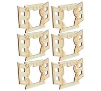 Cabilock 6pcs Small Wood Craft Cutout Miniature Window for Dollhouse Unfinished Smooth Wood Burning Blanks, Portable and Paintable for Craft Projects and Hobby Activities
