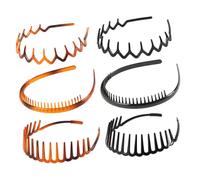 Cabilock 6PCS Unisex Wavy Tooth Shape Hair Hoops Elastic Non-slip Invisible Hairbands for Washing Face Plastic Resin Hair Clasps Suitable for Home and Salon Use