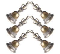 Cabilock 6pcs Vintage Brass Bells Keychain Set Rustic Hand Bell Pendants for Meditation Prayer and Hanging Ornaments Charms Suitable for Crafts and Classroom Use