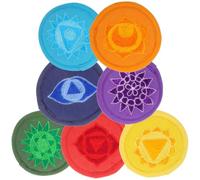 Cabilock 7pcs Medium Singing Bowl Cushions with Colors Embroidered Tibetan Bowl Pads for Meditation Yoga Chakra Healing Polyester Mat