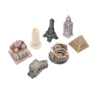 Cabilock 7Pcs Resin Architectural Model Set World Famous Buildings Miniature Decorative Sculpture London Clock Tower Eiffel Tower Colosseum Pyramid Desktop Home Décor