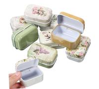 Cabilock 8 Pcs Boxes Mini Metal Tinplate Boxes Tea Storage Container Mini Boxes Small Tins Tin Boxes with Hinged Lids Tinplate Empty Tins Christmas Cookie Tin Snack Tin Pill Box Household