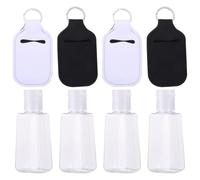Cabilock 8Pcs 30Ml Refillable Hand Bottle Set with Protective Covers Portable Empty Perfume Bottles for Travel and Hand Soap and 4 Keychain Holders in Black and White