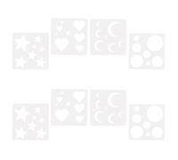 Cabilock 8pcs Art Stencils for Painting with Circle, Moon, Star, and Heart Shapes Pet Material, Precision Craftsmanship for Versatile Application in Journaling and Home Studios