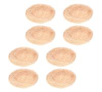 Cabilock 8pcs Artificial Bird Nests Made of Hemp Thread in Khaki Colour, Rustic and Authentic Faux Bird Nest Decorations for Party Table and Garden Ornaments, Easter Supplies and Large