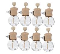 Cabilock 8pcs Car Air Vent Diffuser Bottles Aromatherapy Clip with Wooden Design Empty Glass Perfume Bottles for Freshening Up Your Vehicle Interior