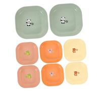 Cabilock 8pcs Cartoon Small Square Fruit and Snack Plates with Bone Tray Feature Compact Plates for Family Gatherings Stylish Dessert and Appetizer Serving Dishes