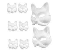 Cabilock 8pcs DIY Blank Paper Masks Set Unpainted Fox Cat Masks for Creative Craft Projects for Halloween Parties Family Fun Emotional Bonding Activities
