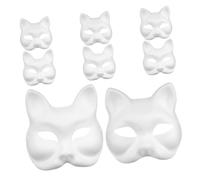 Cabilock 8pcs DIY Paintable Fox Cat Masks Lightweight Paper Pulp Blank Halloween Animal Masks for Party Decorations Creative Hand Painted Craft Set for Family Bonding