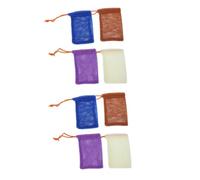 Cabilock 8pcs Drawstring Soap Bags for Home Bathing Facial Exfoliating Meshes for Face Cleaning Soap Savers for Bar with Quick-dry Foaming Pouches in Purple Blue Beige