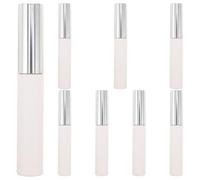 Cabilock 8pcs Empty Mascara Tubes 10ml Refillable Eyelashes Container with Wand, Matte Silver and Sleek White Plastic Bottles, Leak-proof Compact Design for Eyelash Travel Container