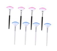 Cabilock 8Pcs Fan-shaped Makeup Brushes for Facial Masks Soft Bristle Cosmetic Applicators with Long Handles for Gentle Skincare and Easy Cleaning White and Black