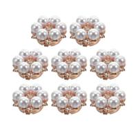Cabilock 8pcs Flower Shaped Rhinestone Button Cover Cufflinks for Dress Shirt, Comfort Fit Alloy Material Artificial Pearls, Easy Installation, for Formal Events and Weddings