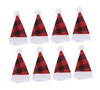 Cabilock 8pcs Mini Christmas Wine Bottle Hats Festive DIY Xmas Party Favors Tiny Santa Claus Caps Holiday Decorations for Photo Props and Craft Embellishments