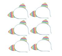 Cabilock 8Pcs Rainbow Cat Ears Headband Glitter Sequin Hair Hoop for Party Daily Wear Cosplay Accessories for Halloween Birthday Graduation