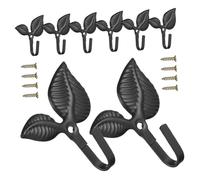 Cabilock 8pcs Rustic Cast Iron Leaf-Shaped Wall Hooks for Bathroom and Entryway Wall Jacket Hangers with Screws for Towels Coats Cloakroom Storage