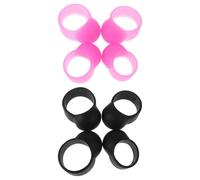 Cabilock 8pcs Silicone Drum Finger Protectors Set for Handpan and Tongue Drum, Noise Reduction Drumstick Tips, Pink and Black Finger Rings, Percussion Pad Accessories for Silent Practice