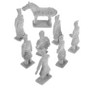 Cabilock 8pcs Terracotta Warrior Figurines Terracotta Warriors Plastic 2.99x1.14x0.75in Pvc Detailed Craftsmanship Compact Design Ancient Chinese Historical Miniature Home Display