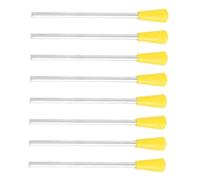 Cabilock 8pcs Triangle Iron Percussion Sticks Set Yellow Plastic Handles and Metal Material, Not Easy to Crack, Producing Fuller Sound, for Early Childhood Music Education and Percussion