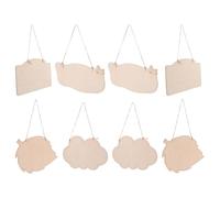 Cabilock 8pcs Unfinished Hanging Wood Plaques with Rope Blank Solid Wood Wall Signs for DIY Crafts Painting Home Office Party Decoration Natural Boards for Creative Art