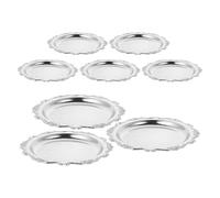 Cabilock 8pcs Vintage Silver Metal Snack Platters for Buffet and Afternoon Tea Round Multipurpose Serving Trays Resistant to Breakage for Candy and Appetizers