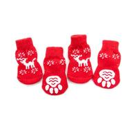 Cabilock 8pcs Warm Pet Socks Christmas Elk Pattern Winter Protective Breathable Cotton Socks for Small Dogs and Cats Cozy Holiday Stockings for Indoor Use