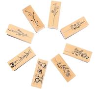 Cabilock 8Pcs Wooden Scrapbook Stamps DIY Diary Planner Seal Decorative Plants Flowers Craft Stationery for Scrapbooking and Handmade Cards