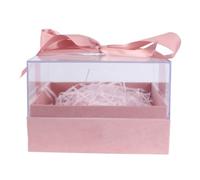 Cabilock Acrylic Gift Box Wedding Case Pink Large-capacity Flannelette Acrylic Paper and Ribbon for Chocolate Candy Festival Wedding
