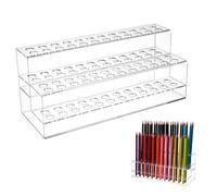 Cabilock Acrylic Pen Holder Storage Box with 48 Slots Clear Desktop Organizer for Paint Brushes and Pencils Large Capacity Pen Stand for Home and Office Desk Accessories