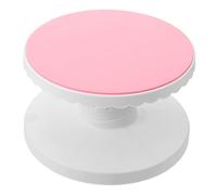 Cabilock Adjustable Pink Cake Decorating Turntable with Non-Slip Base Smooth Plastic Rotating Stand for Baking DIY Icing and Birthday Party Cake Display