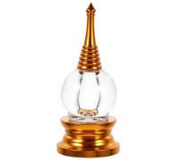 Cabilock Alloy Crystal Pagoda Tower Ornament Small Meditation Decor for Office Desk Home Buddhist Bodhi Statue Suitable for Festivals Weddings and Eastern Culture Enthusiasts