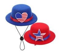 Cabilock American Flag Costume Hat with Plastic and Cloth Material 2pcs Independence Day Reusable Festive Headwear for Small Animals and Humans for Family Gatherings and Photo Props