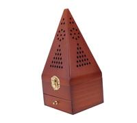 Cabilock Aromatherapy Box Ornaments Antique Wooden Pyramid Simple Incense Burner Aroma Burner Censer for Home Decor