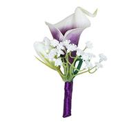 Cabilock Artificial Flower Corsage Brooch for Weddings Bridesmaid Accessories Elegant Simulation Floral Pin for Dances Parties and Special Occasions Purple Calla