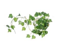 Cabilock Artificial Garland Hanging String Light with LED Green Leaves Vine Plastic Decorative Lamp String for Courtyard Fence Roof Wall Warm Ambient Lighting Fresh Chic Visual Effect
