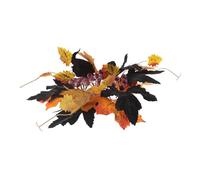 Cabilock Artificial Maple Leaf Candle Ring Wreath with Purple Berries Small Fall Candle Rings for Thanksgiving Table Centerpiece Autumn Decoration