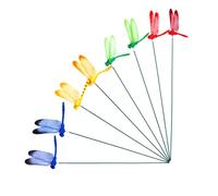 Cabilock Assorted Colour 9cm Simulation Dragonfly Decoration 50pcs PVC Removable Models for Garden Home Flower Arrangements Planters Outdoor Use