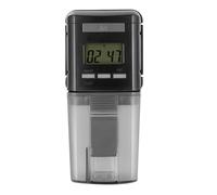 Cabilock Auto Fish Feeder Automatic Fish Food Dispenser 75ml 160g Black ABS Plastic LCD Display Manual and Automatic Feeding Modes Vacation of Strips
