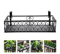 Cabilock Balcony Planters for Railing, Flower Pot Holder Over The Rail, Iron Art Hanging Basket Stand, Fence Hanging Planters, Metal Potted Stand for Balcony Porch Garden Fence Decor - 50x20x12cm