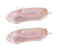 Cabilock Ballet Shoe Makeup Bag with Protective Structure 2pcs Pink Fabric Pencil Case and Portable Design for Dance Accessory Organization and Practice